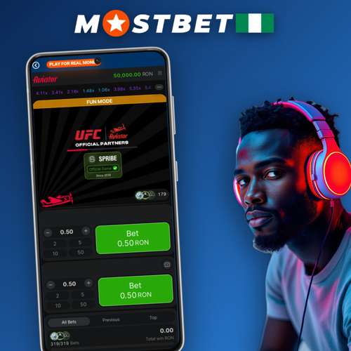 Mostbet Aviator crash game red plane climbing a rising multiplier curve in Nigeria