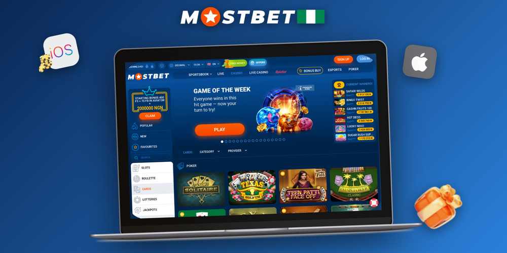Nigerian player opening a Mostbet login account on phone with football odds on laptop