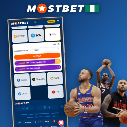 Mostbet minimum withdrawal cashier screen with NGN currency icons for Nigerian players